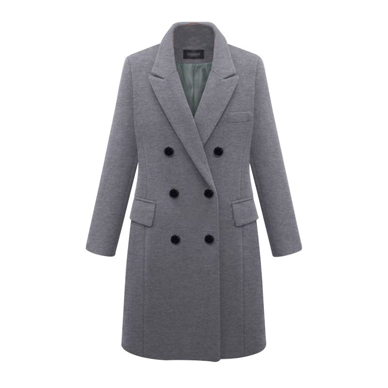 2021 autumn and winter new European and American large size windbreaker women long woolen coat women's woolen coat European size