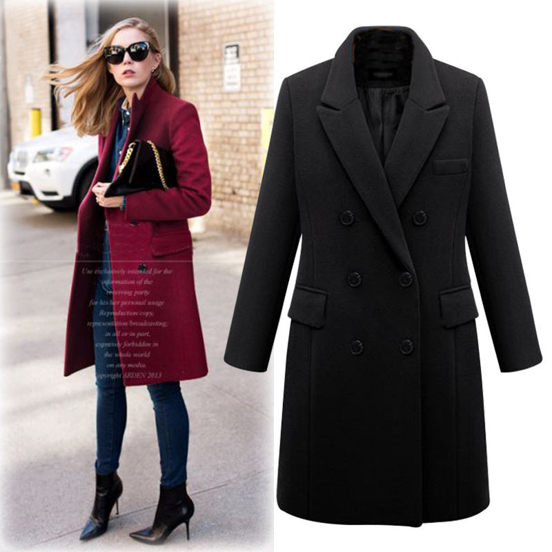 2021 autumn and winter new European and American large size windbreaker women long woolen coat women's woolen coat European size