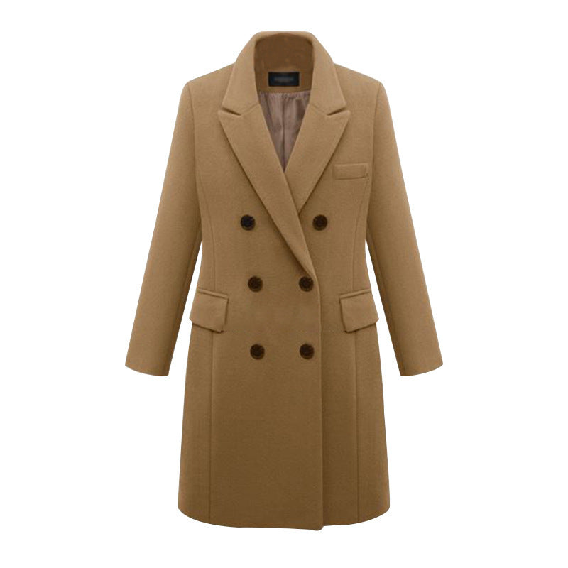 2021 autumn and winter new European and American large size windbreaker women long woolen coat women's woolen coat European size