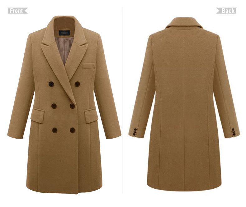 2021 autumn and winter new European and American large size windbreaker women long woolen coat women's woolen coat European size