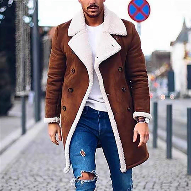 foreign trade Europe and America 2021 autumn and winter new foreign trade polar fleece composite imitation suede men's warm jacket
