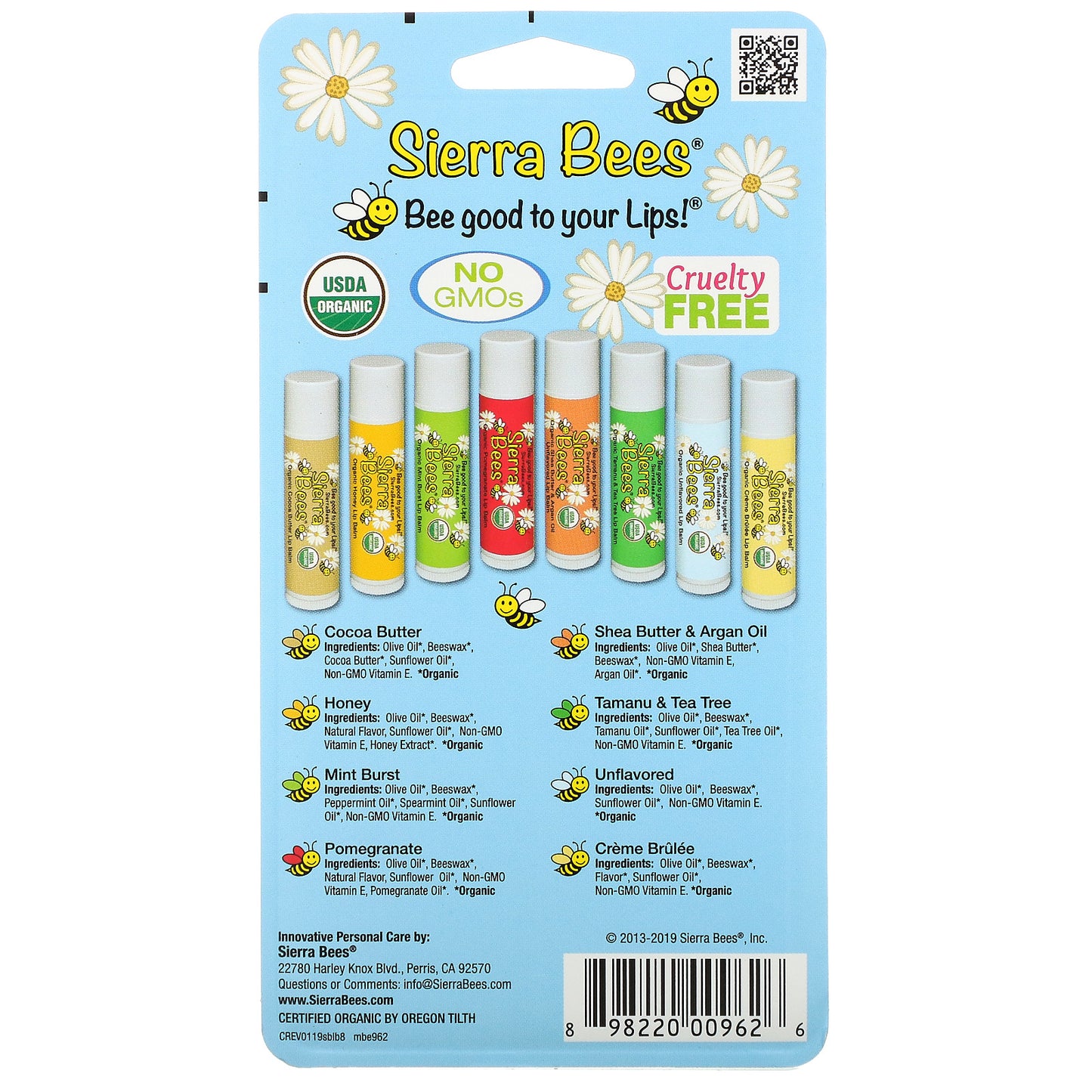 Sierra Bees, Organic Lip Balms Combo Pack, 8 Pack, .15 oz (4.25 g) Each