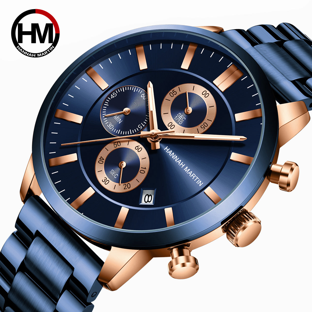 2021 new multifunctional watch pure gold non-automatic mechanical calendar waterproof steel bracelet men's watch