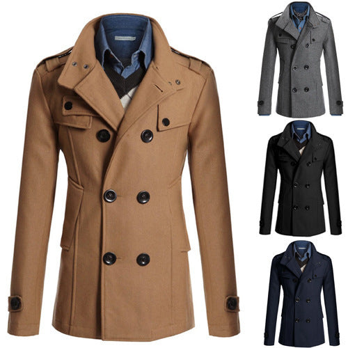 foreign trade new style men's woolen coat men's self-cultivation mid-length woolen coat men's coat N3