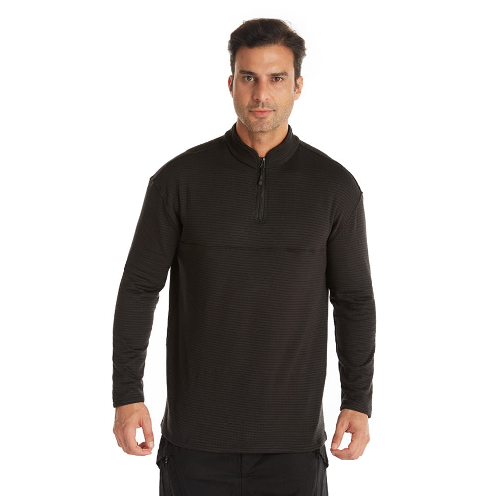 2021 new checkered polar fleece tactical training thermal underwear outdoor sports cycling jersey men's bottoming shirt