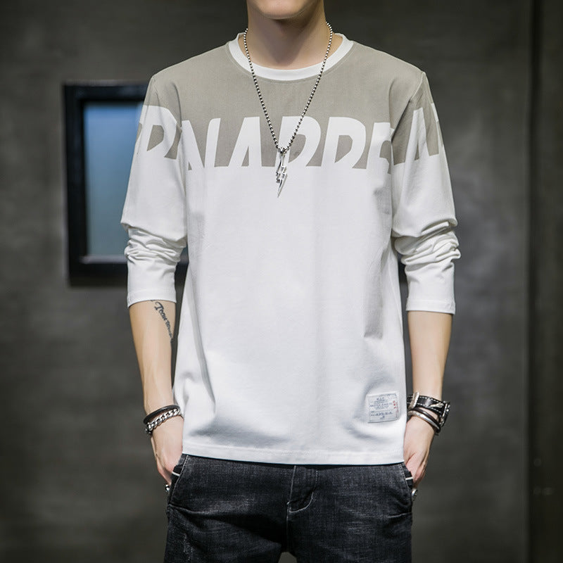 Long-sleeved t-shirt men's 2021 autumn new Korean version of the trend ins wild cotton t-shirt bottoming shirt