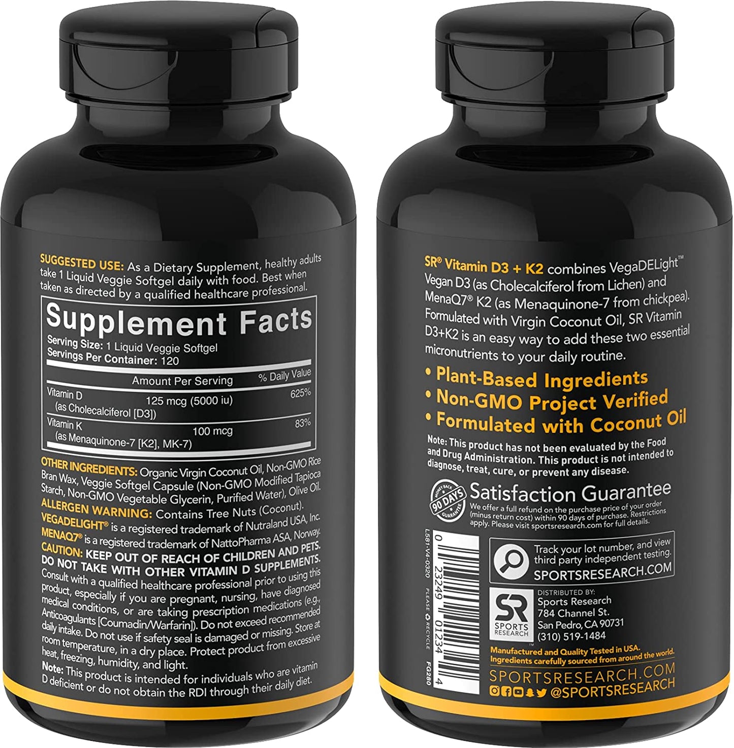 Sports Research, Vitamin K2 + D3, 60 Veggie Softgels