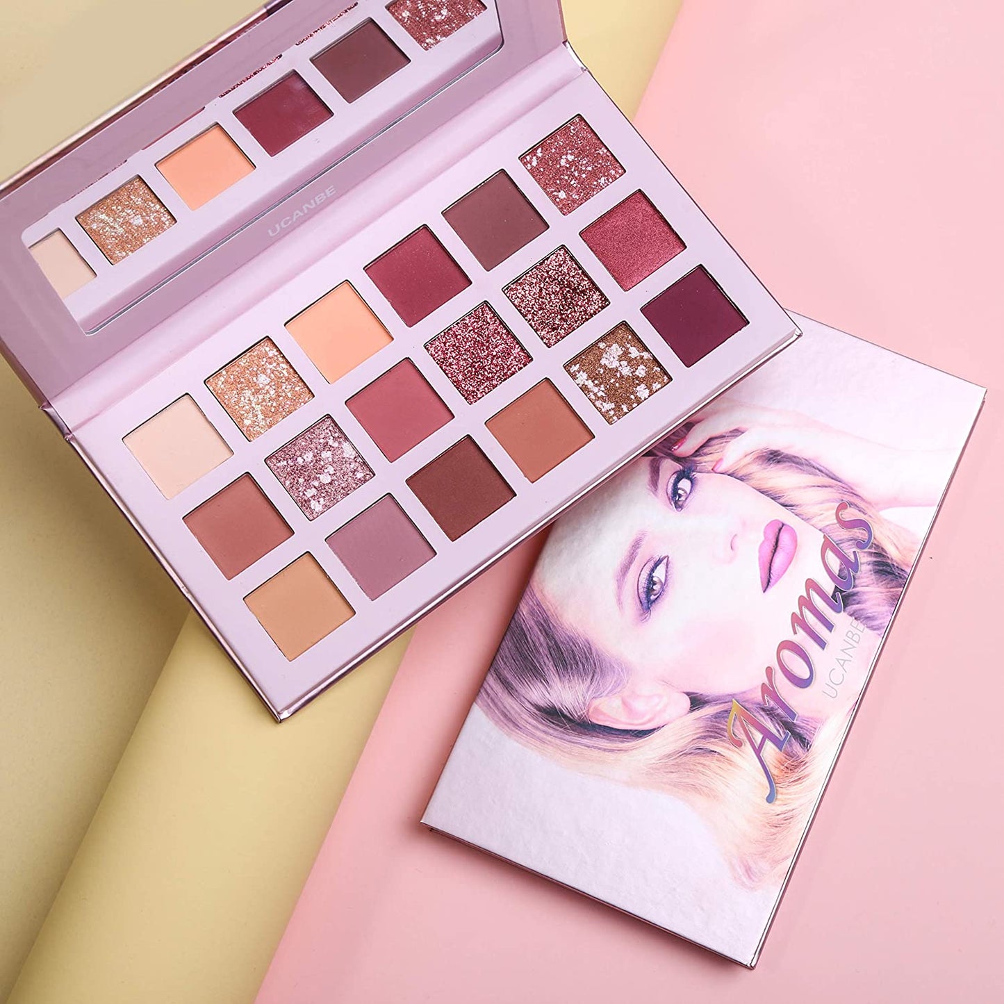 UCANBE 18 Colors Aromas New Nude Eyeshadow Palette Long Lasting Multi Reflective Shimmer Matte Glitter Pressed Pearls Eye Shadow Makeup Pallet