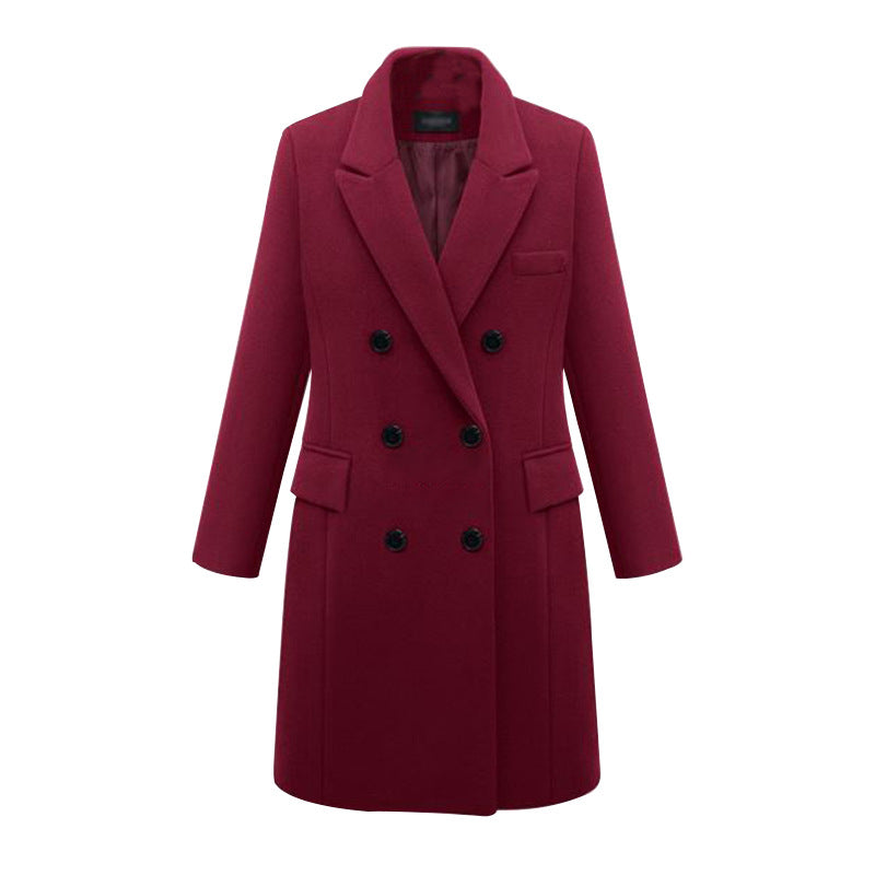 2021 autumn and winter new European and American large size windbreaker women long woolen coat women's woolen coat European size