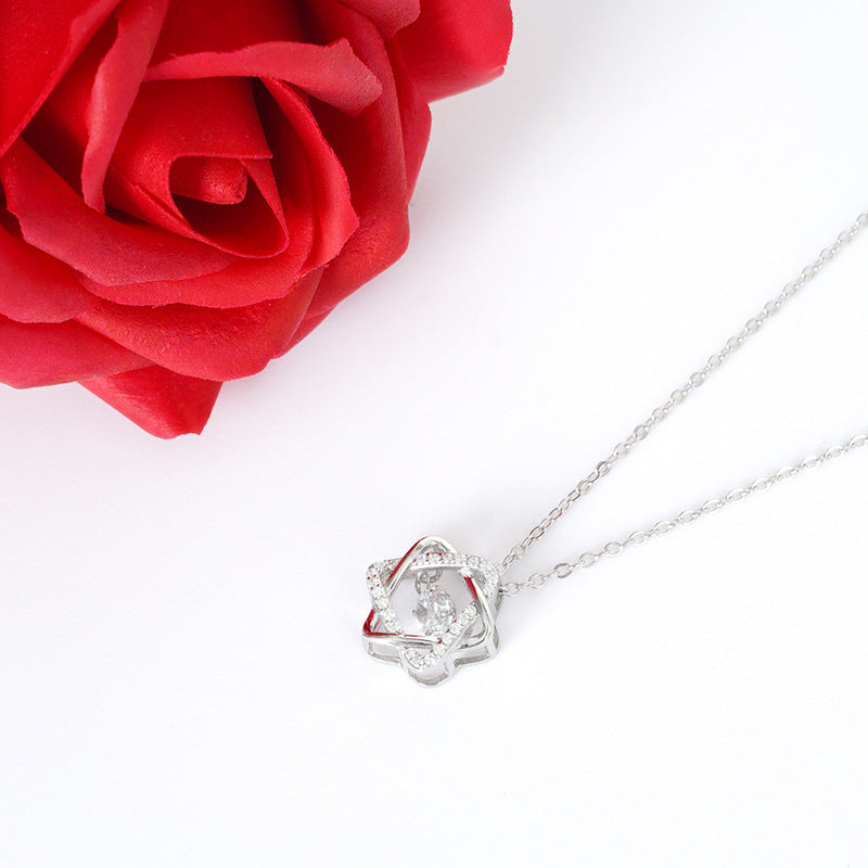 s925 sterling silver necklace female niche design temperament jewelry Korean version of the new simple and smart six-pointed star clavicle chain