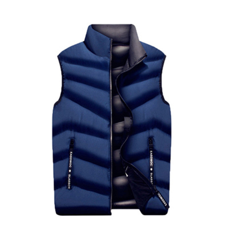 Cross-border vest men's autumn and winter Korean style trendy stand-up collar handsome down cotton padded waistcoat vest vest jacket