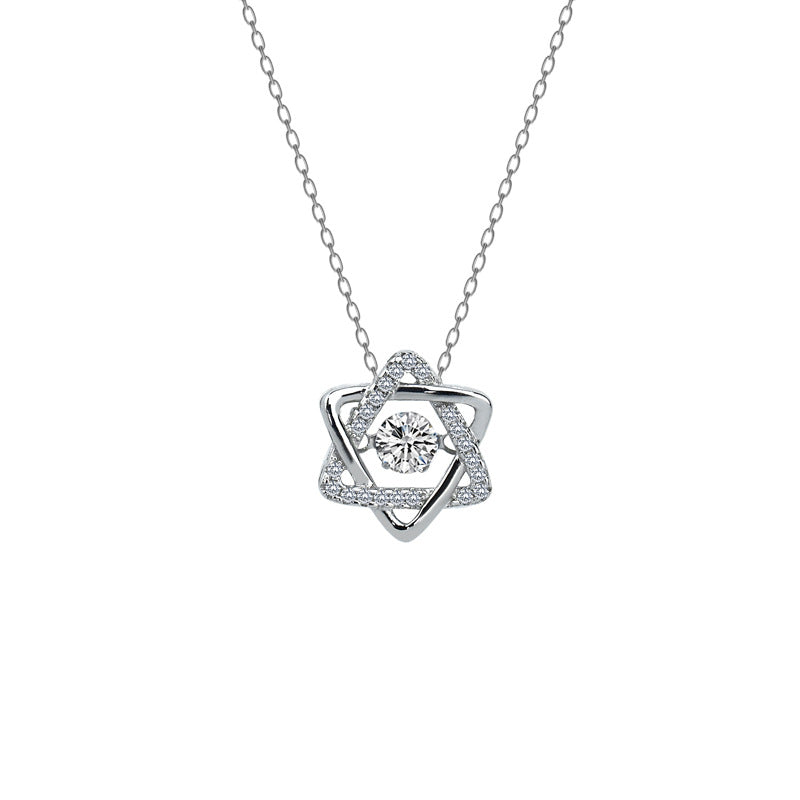 s925 sterling silver necklace female niche design temperament jewelry Korean version of the new simple and smart six-pointed star clavicle chain