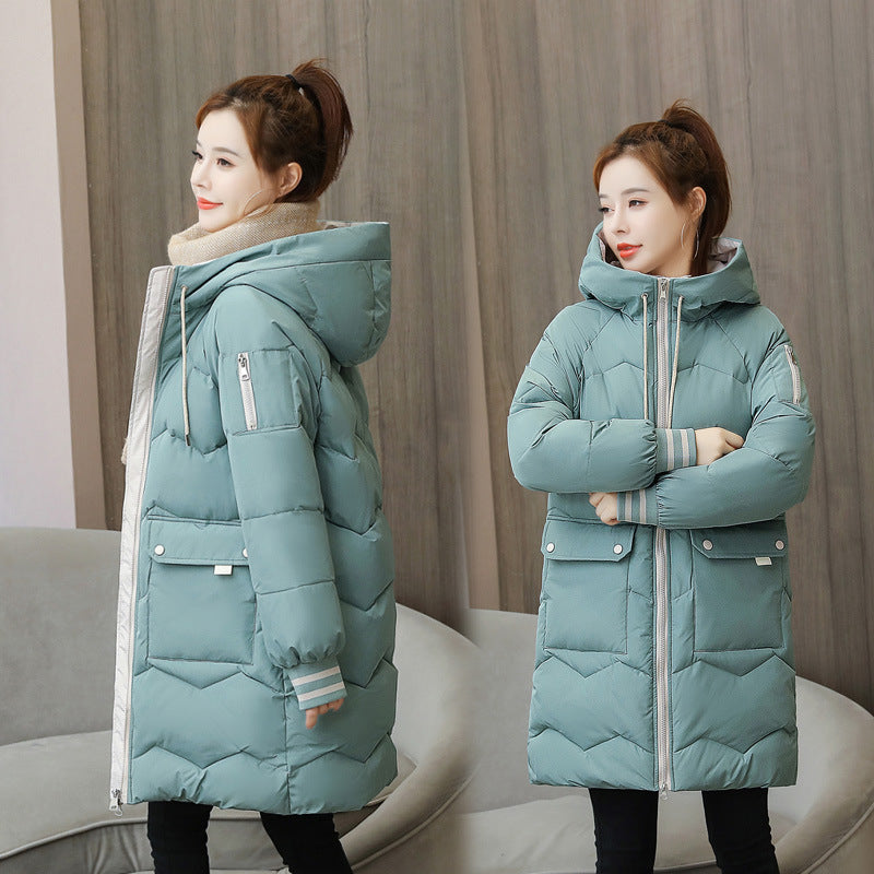 Down padded jacket women's winter clothing 2021 new style Korean loose cotton-padded jacket women's mid-length thick bread padded jacket