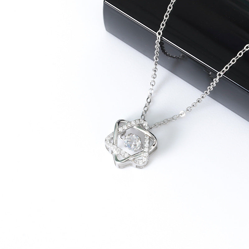 s925 sterling silver necklace female niche design temperament jewelry Korean version of the new simple and smart six-pointed star clavicle chain