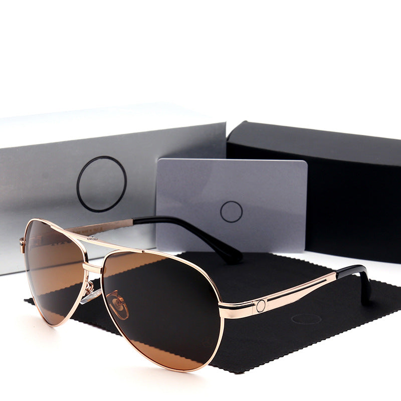 2021 Douyin Men's Fashion Polarized Sunglasses 737 Benz Big Frame Aviator Sunglasses Metal Frame Toad Mirror