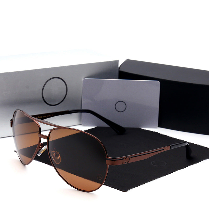 2021 Douyin Men's Fashion Polarized Sunglasses 737 Benz Big Frame Aviator Sunglasses Metal Frame Toad Mirror