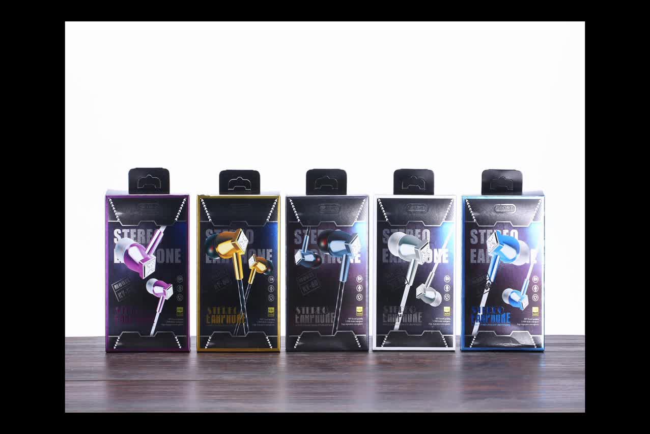 KY-60 Transparent Twist Color Earphones Anti-freeze Color In-ear Boxed Mobile Phone Headphones Wholesale