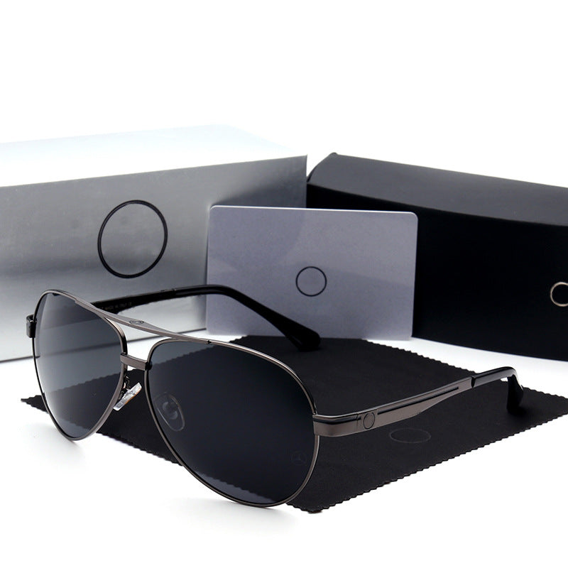 2021 Douyin Men's Fashion Polarized Sunglasses 737 Benz Big Frame Aviator Sunglasses Metal Frame Toad Mirror