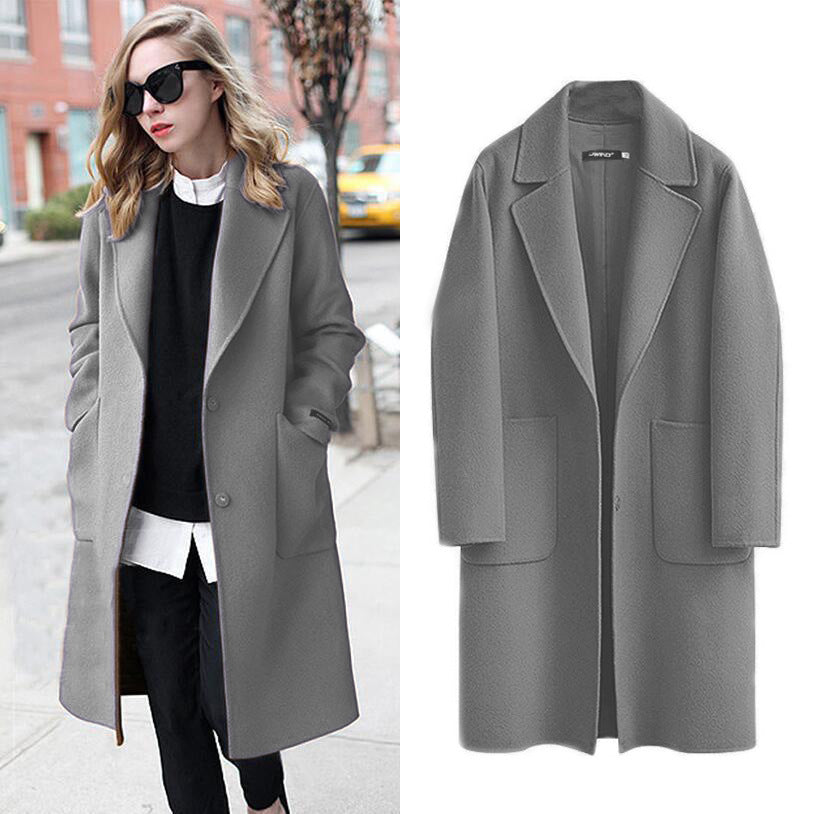Cross-border 2021 autumn and winter double-sided woolen cloth European and American women's new woolen coat long loose woolen coat women