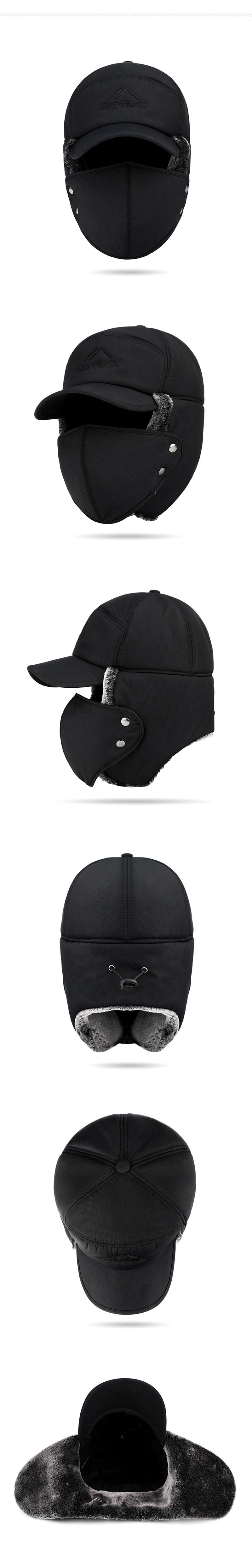 Trend Winter Thermal Bomber Hats Men Women Fashion Ear Protection Face Windproof Ski Cap Velvet Thicken Couple Hat