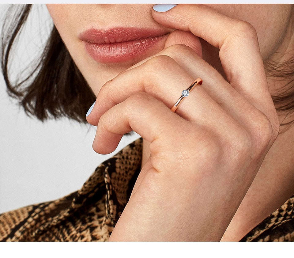 SILVERHOO 925 Sterling Silver Rings for Women Cute Zircon Round Geometric 925 Silver Wedding Ring Fine Jewelry Minimalist Gift