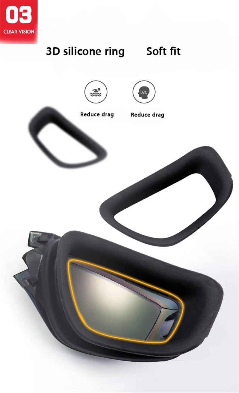 Professional Swimming Goggles Swimming Glasses with Earplugs Nose Clip Electroplate Waterproof Silicone очки для плавания Adluts