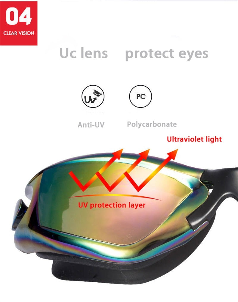 Professional Swimming Goggles Swimming Glasses with Earplugs Nose Clip Electroplate Waterproof Silicone очки для плавания Adluts