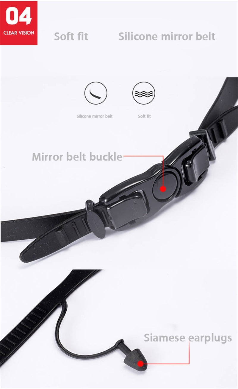 Professional Swimming Goggles Swimming Glasses with Earplugs Nose Clip Electroplate Waterproof Silicone очки для плавания Adluts