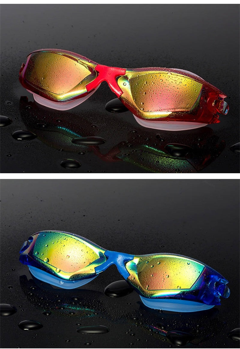 Professional Swimming Goggles Swimming Glasses with Earplugs Nose Clip Electroplate Waterproof Silicone очки для плавания Adluts