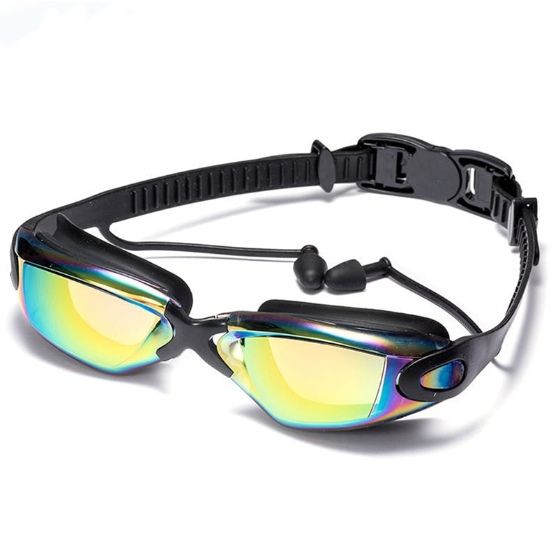 Professional Swimming Goggles Swimming Glasses with Earplugs Nose Clip Electroplate Waterproof Silicone очки для плавания Adluts