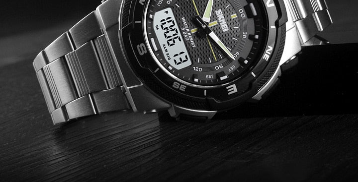 Men's Watch Fashion Sport Watches Stainless Steel Strap Mens Watches Stopwatch Chronograph Waterproof Wristwatch Men