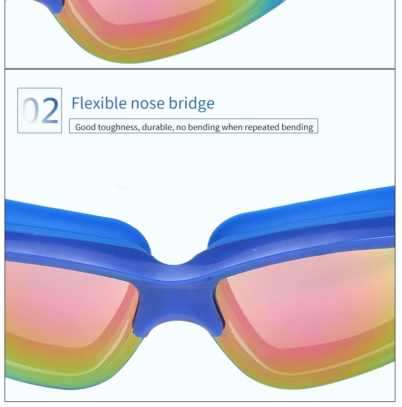 Professional Swimming Goggles Swimming Glasses with Earplugs Nose Clip Electroplate Waterproof Silicone очки для плавания Adluts