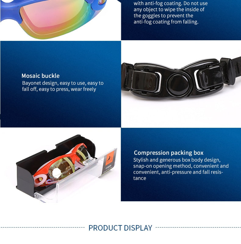 Professional Swimming Goggles Swimming Glasses with Earplugs Nose Clip Electroplate Waterproof Silicone очки для плавания Adluts