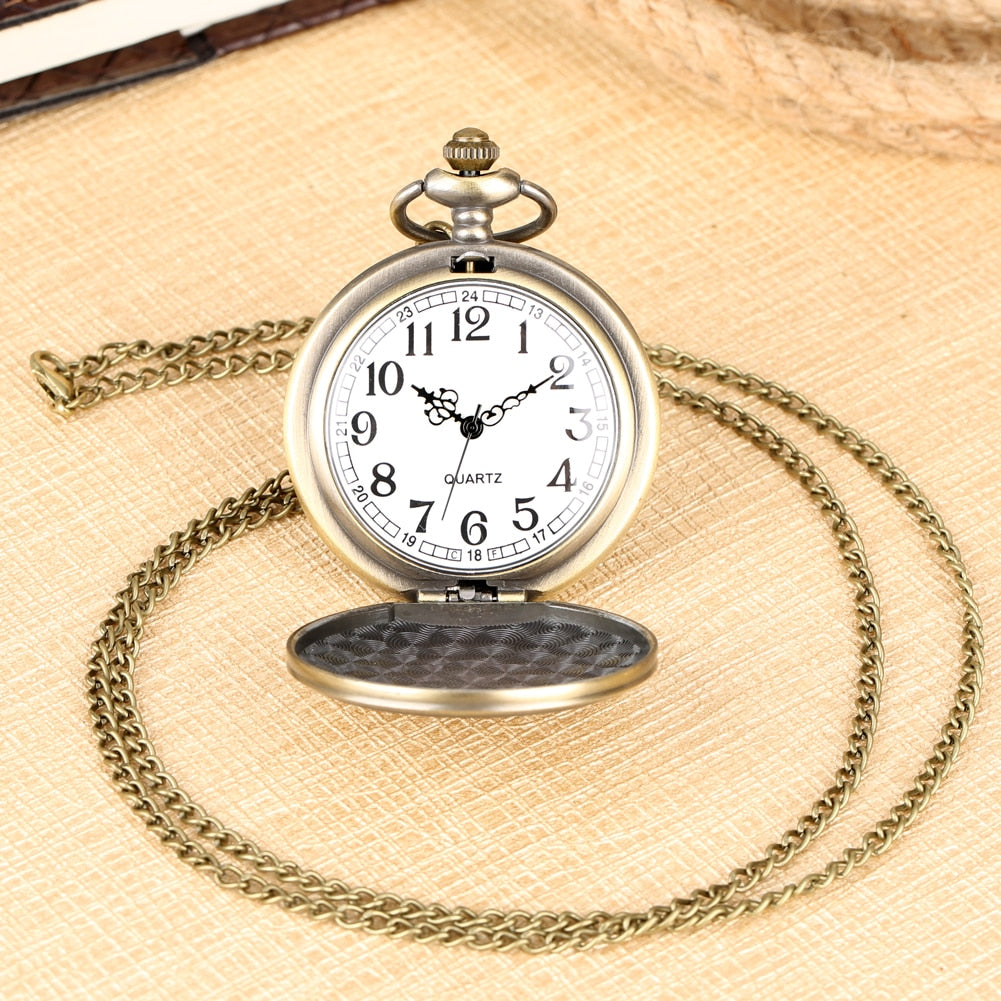 Retro Bronze watches School H Quartz Pocket Watch Analog Necklace Pendant Chain Women Mens relogio Montres with Gifts Accessory
