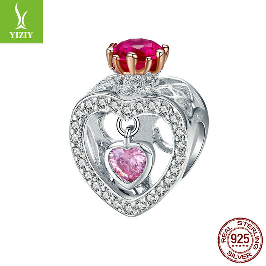 Silver Charm 925 Sterling Silver Natural Queen Beads Platinum Plated Korean Fashion DIY Silver Jewelry Accessories SCC1115