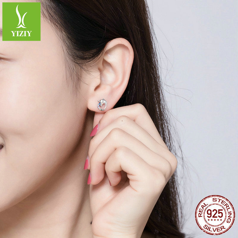 Original hot selling earrings s925 sterling silver earrings female unicorn earrings temperament European and American nails explosion style SCE611