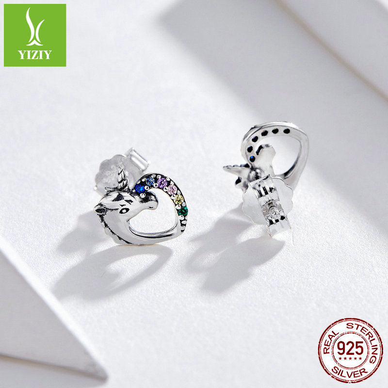 Original hot selling earrings s925 sterling silver earrings female unicorn earrings temperament European and American nails explosion style SCE611