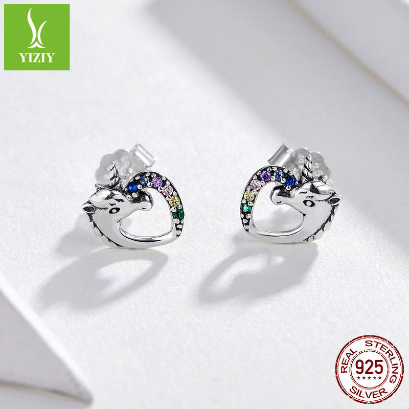 Original hot selling earrings s925 sterling silver earrings female unicorn earrings temperament European and American nails explosion style SCE611
