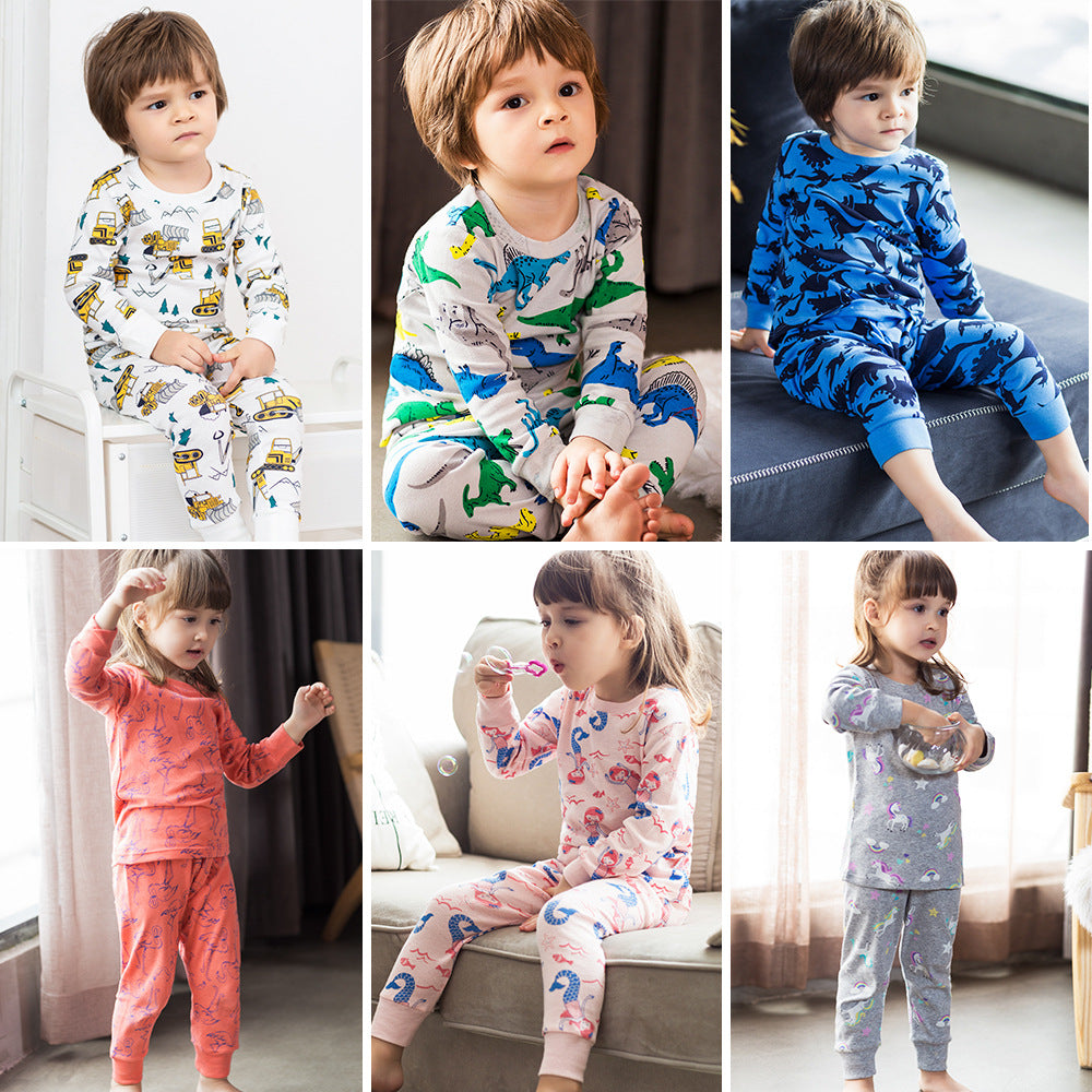 Europe and the United States autumn and winter children's clothing home service men and women baby children's underwear cotton dinosaur suit pajamas home service wholesale