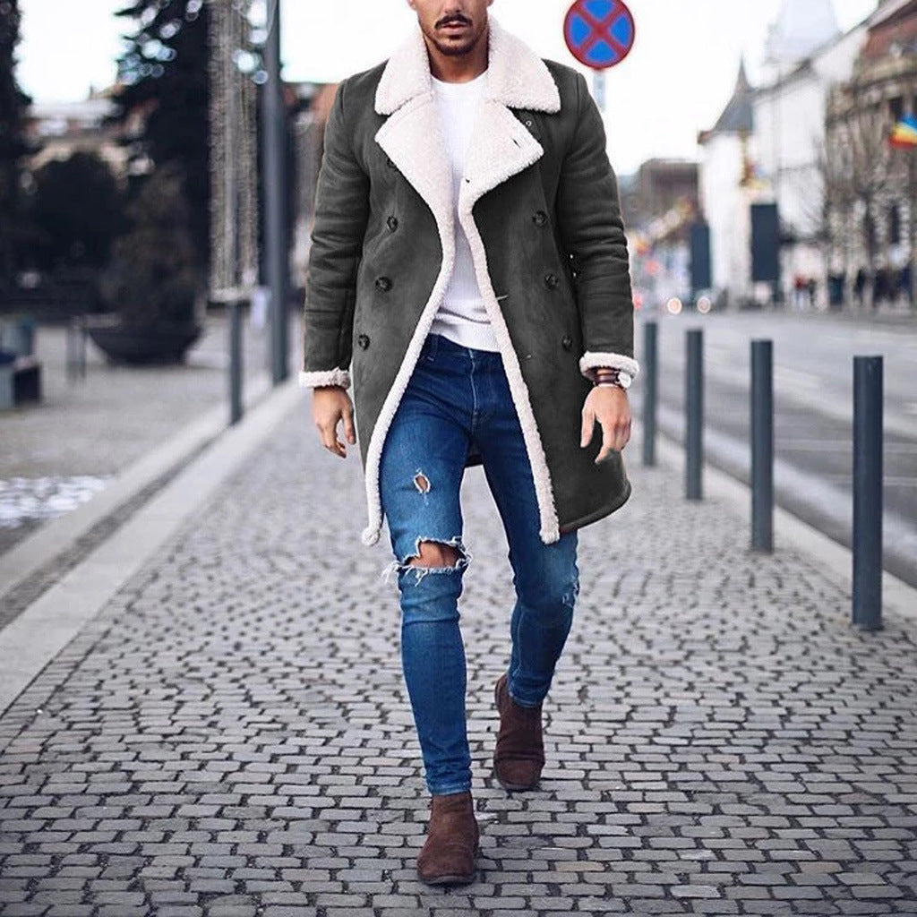 foreign trade Europe and America 2021 autumn and winter new foreign trade polar fleece composite imitation suede men's warm jacket