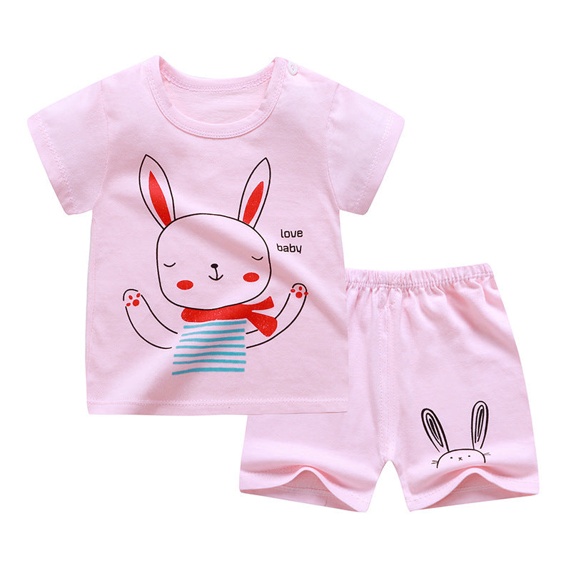 2021 summer new children's clothing children's short-sleeved suit wholesale men and women baby T-shirt shorts two-piece cotton