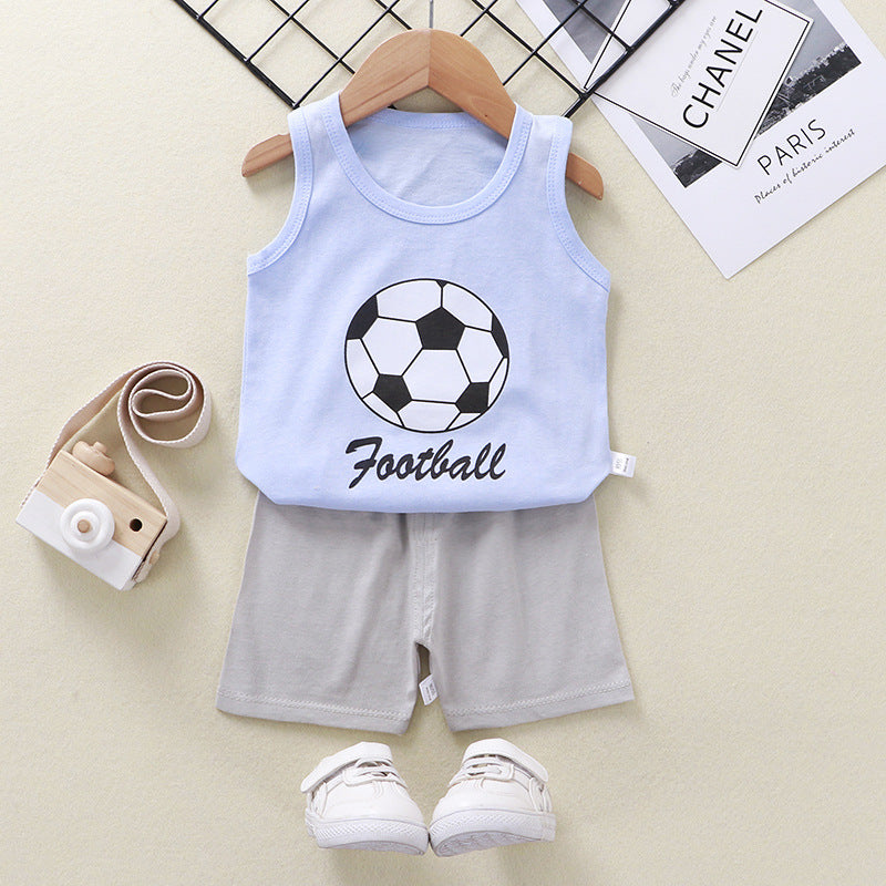 2021 summer new children's clothing children's short-sleeved suit wholesale men and women baby T-shirt shorts two-piece cotton