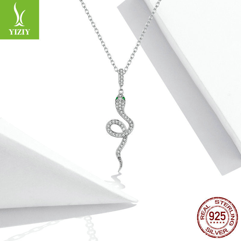 Yinziyun Original Spirit Snake Silver Necklace Personality Creative Snake Shaped Diamond S925 Silver Necklace SCN409