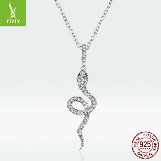 Yinziyun Original Spirit Snake Silver Necklace Personality Creative Snake Shaped Diamond S925 Silver Necklace SCN409