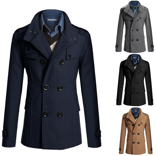 foreign trade new style men's woolen coat men's self-cultivation mid-length woolen coat men's coat N3