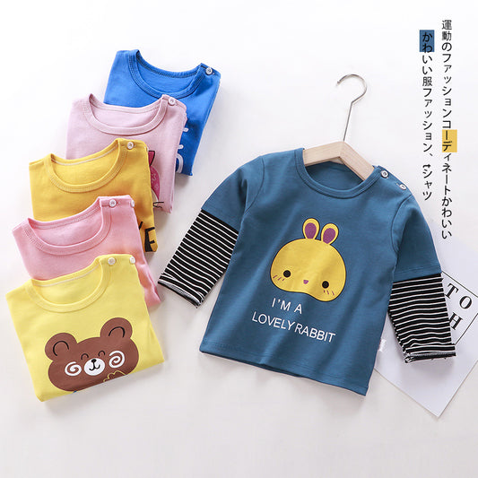 Children's clothing boys 2021 children's long-sleeved t-shirt cotton single tops girls autumn bottoming shirt wholesale factory wholesale