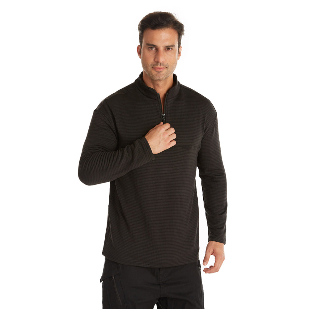 2021 new checkered polar fleece tactical training thermal underwear outdoor sports cycling jersey men's bottoming shirt