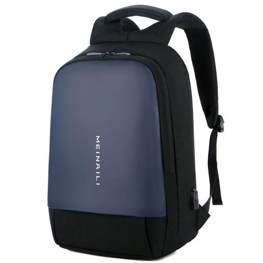 Oxford Fabric Waterproof Laptop Backpack With Usb Port - Black/Blue
