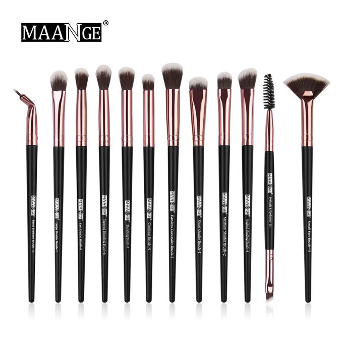 Generic MAANGE Pro /12 Pcs/lot Makeup Brushes Set Eye Shadow Blending Eyeliner EyelashEyebrow Brushes For Makeup New（12pcs-Black）