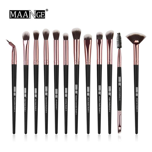Generic MAANGE Pro /12 Pcs/lot Makeup Brushes Set Eye Shadow Blending Eyeliner EyelashEyebrow Brushes For Makeup New（12pcs-Black）